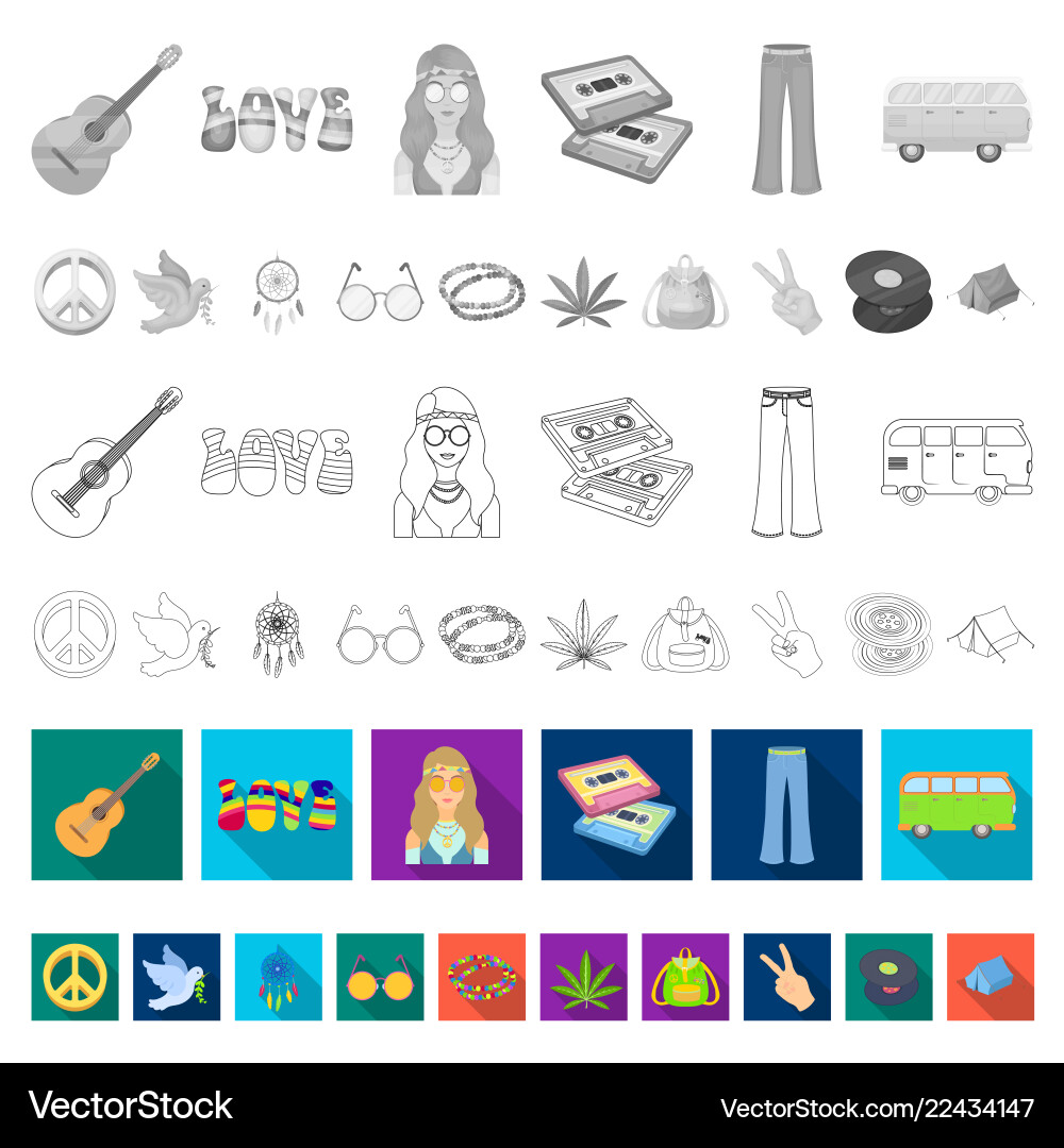 Happy and attribute flat icons in set collection Vector Image