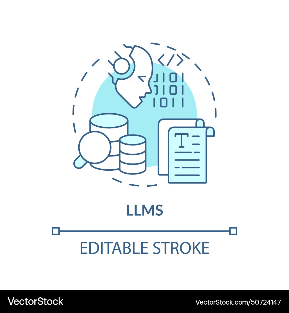 Llm artificial intelligence soft blue concept icon
