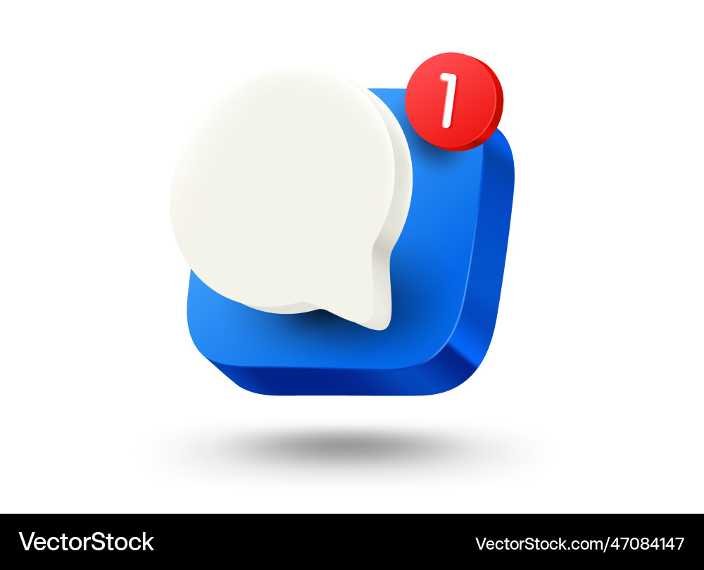 Mobile app button with speech bubble 3d Vector Image