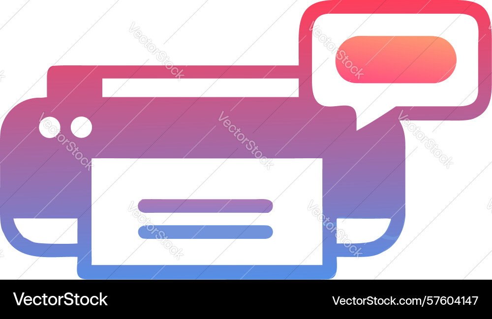 Printer with message notification icon - print vector image