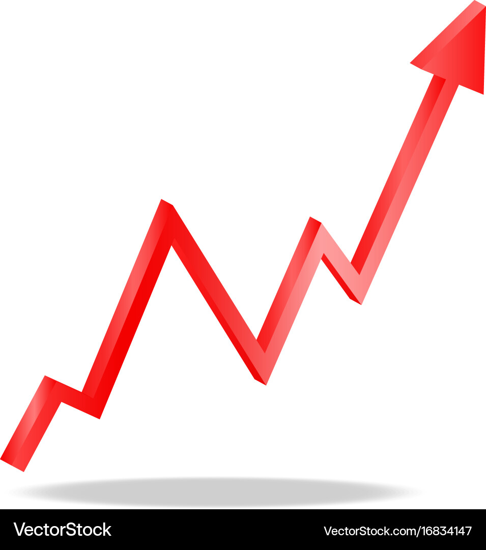 Red arrow graph directed upwards Vector Image