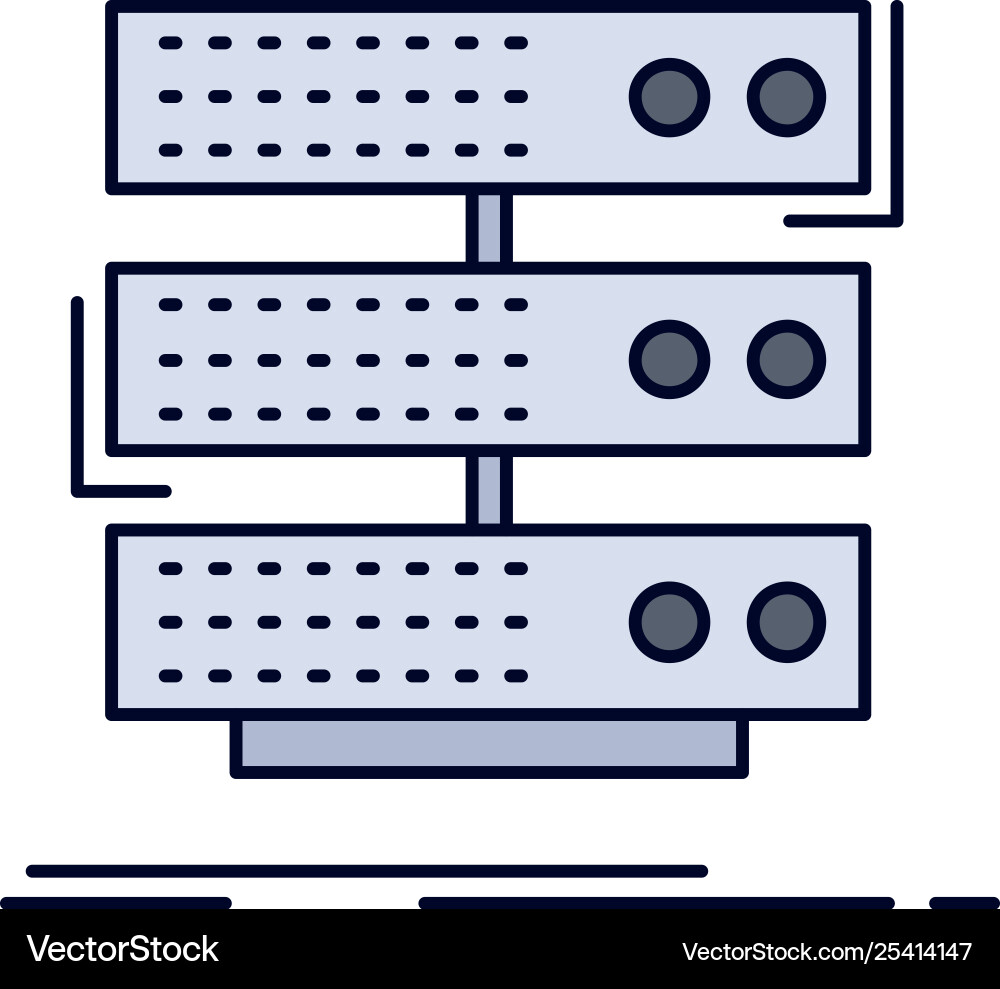 Server storage rack database data flat color icon Server storage rack database data flat color icon vector image