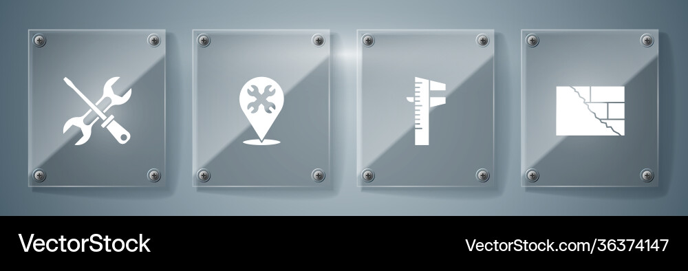 Set bricks calliper or caliper and scale Set bricks calliper or caliper and scale vector image