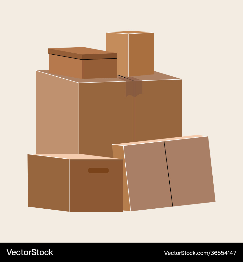 Set isolated cardboard boxes for moving Set isolated cardboard boxes for moving vector image