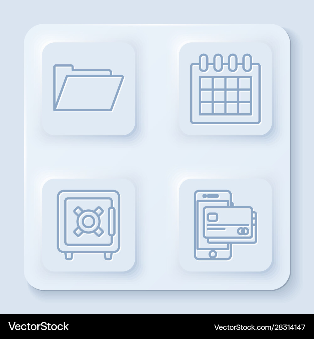 Set line document folder calendar safe Set line document folder calendar safe vector image