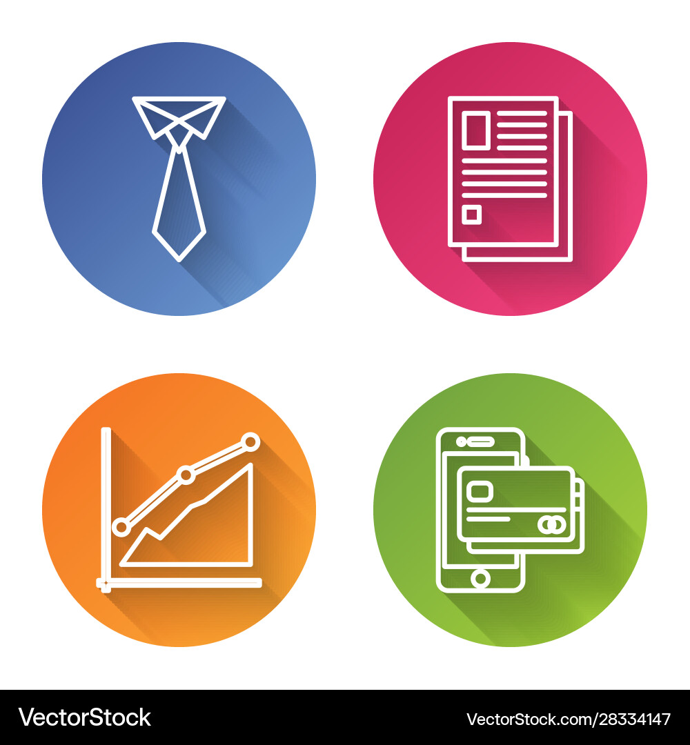 Set line tie file document pie chart infographic Set line tie file document pie chart infographic vector image