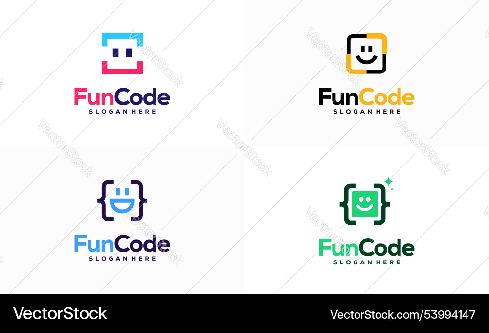 Set of fun code logo designs concept coding Set of fun code logo designs concept coding vector image