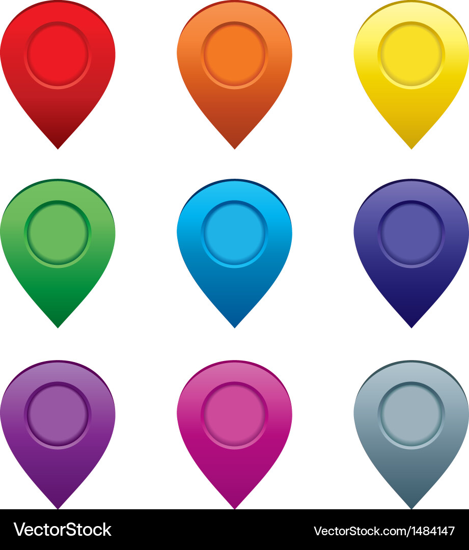 Set of Map Pointers - Location Icons vector image