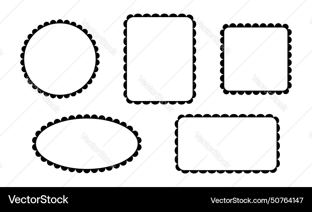 Set of round square rectangle and oval frames Set of round square rectangle and oval frames vector image