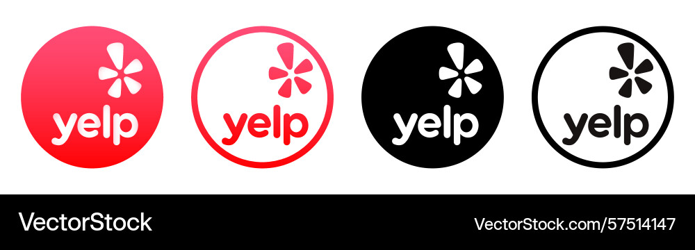 Set of round yelp mobile app icons isolated vector image