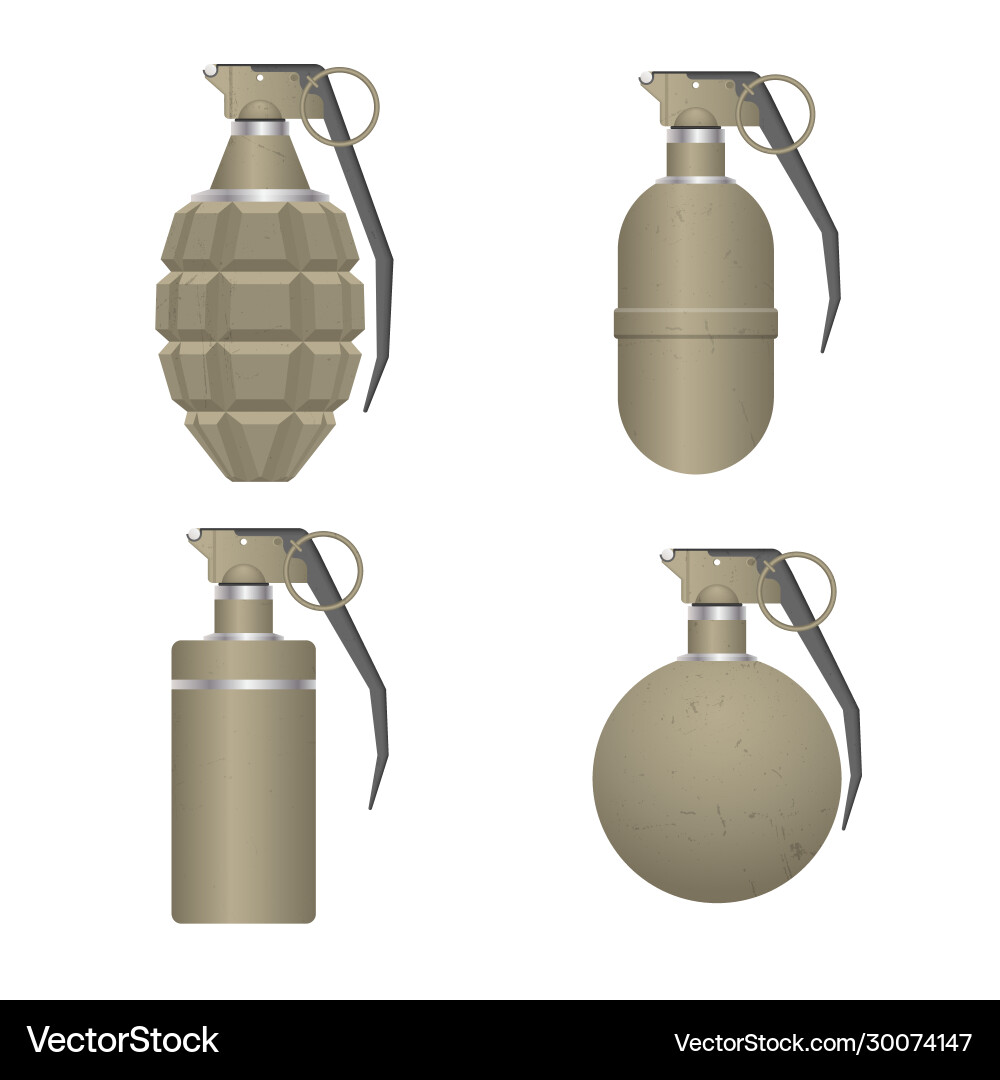 Set realistic hand grenade isolated on white Set realistic hand grenade isolated on white vector image