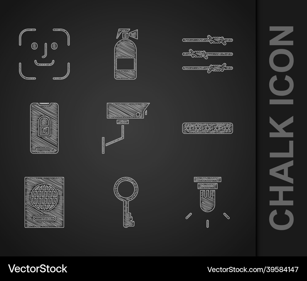 Set security camera old key motion sensor Set security camera old key motion sensor Vector Image
