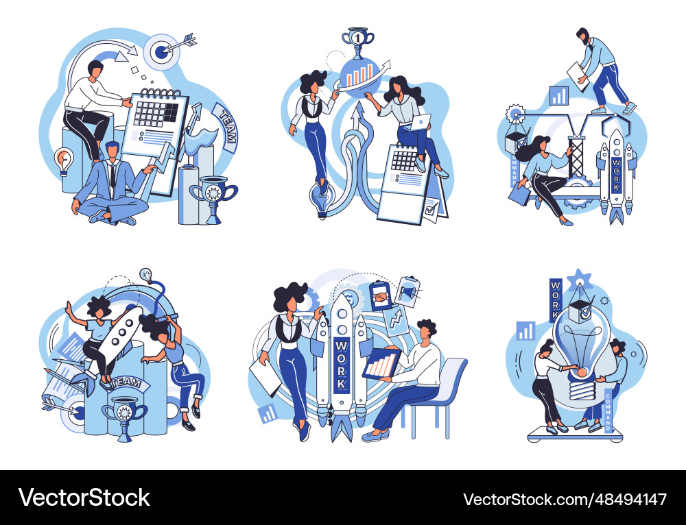 Team solving problems teamwork problem Vector Image