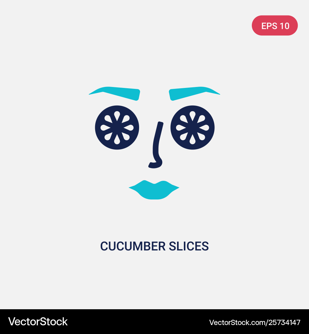 Two color cucumber slices on face icon from Vector Image