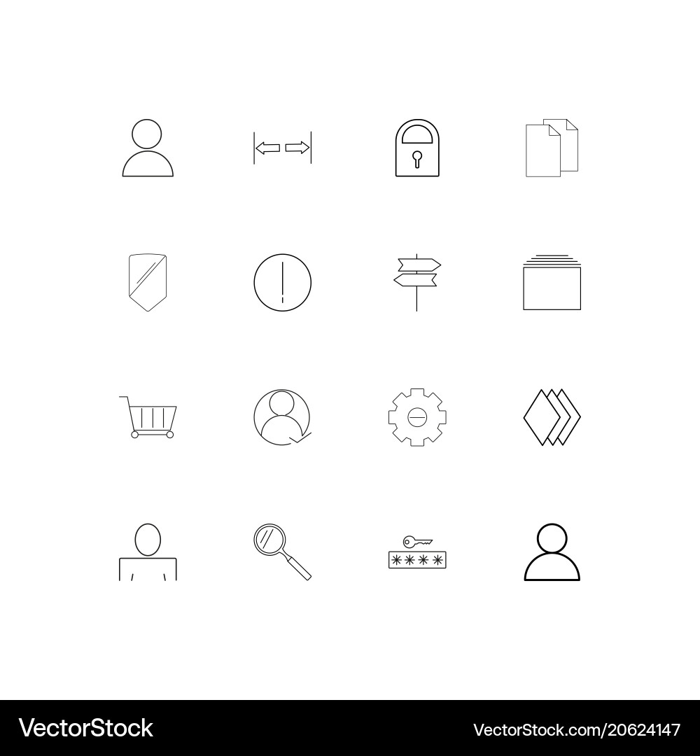 Web und Text einfache lineare Symbole gesetzt umrissen Vektorbild