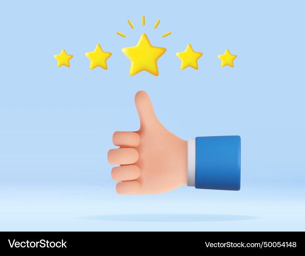 3d hand thumb up for success 3d hand thumb up for success vector image