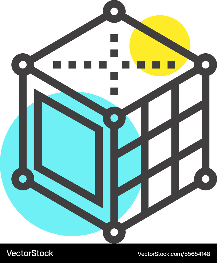 3d modeling flat line web icon concept 3d modeling flat line web icon concept vector image