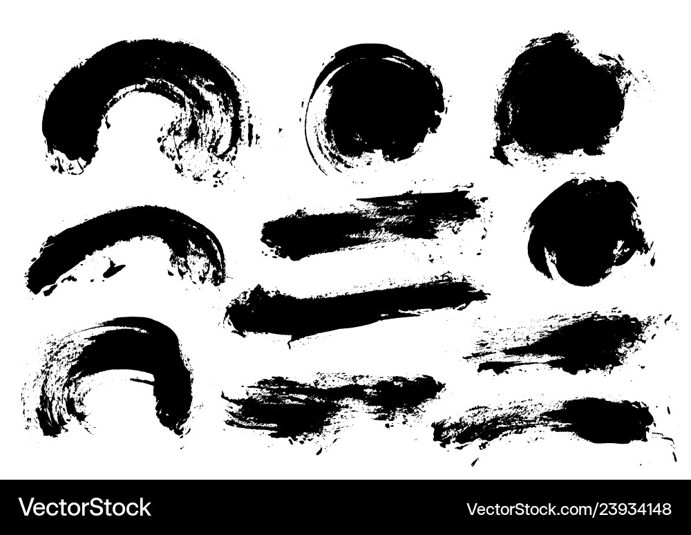 Brush strokes set painted isolated objects Brush strokes set painted isolated objects vector image