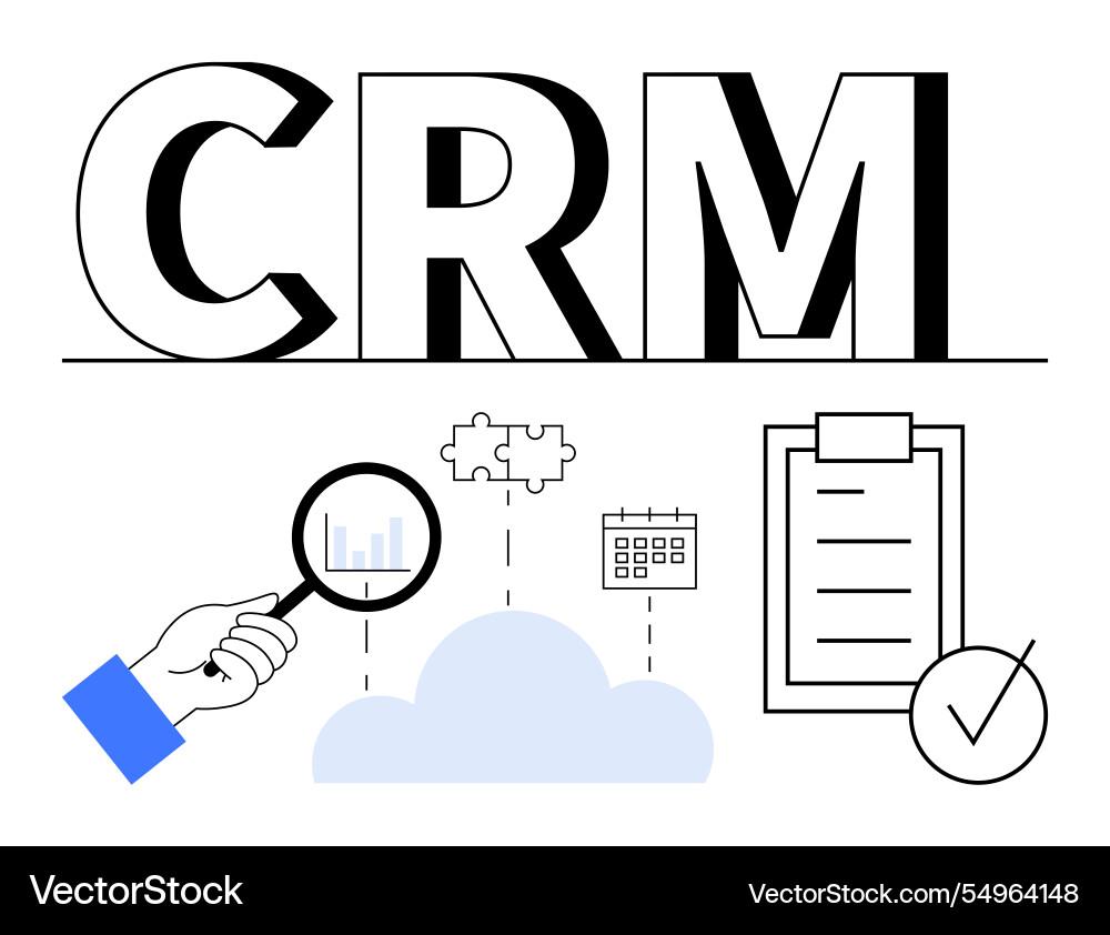 Crm tools and data management elements with cloud Crm tools and data management elements with cloud vector image