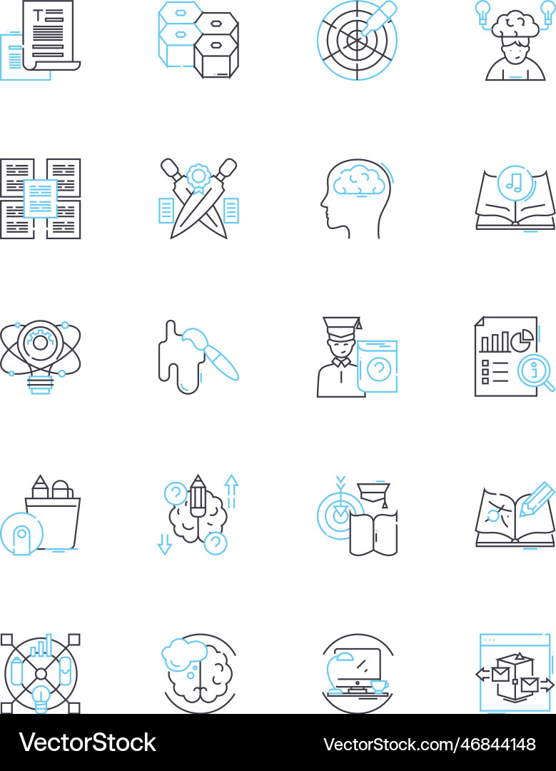 Data writing linear icons set analysis excel Data writing linear icons set analysis excel vector image