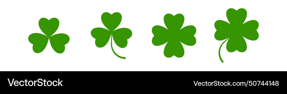 Flat shamrock icons set clover three and four Flat shamrock icons set clover three and four vector image
