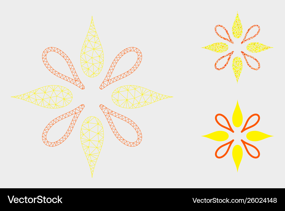 Flower mesh wire frame model and triangle Flower mesh wire frame model and triangle vector image