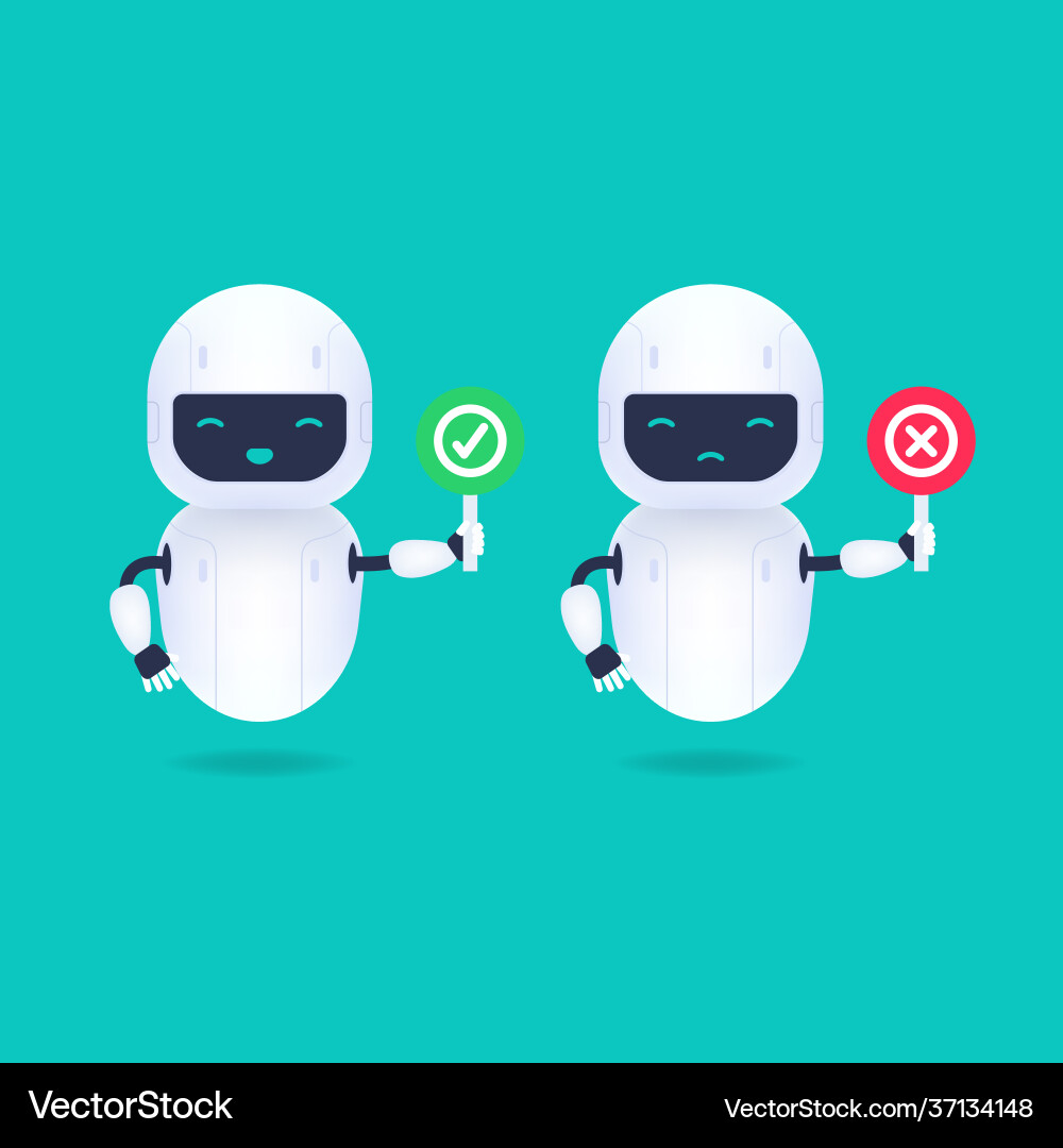 Friendly Robot with Yes/No Signs vector image