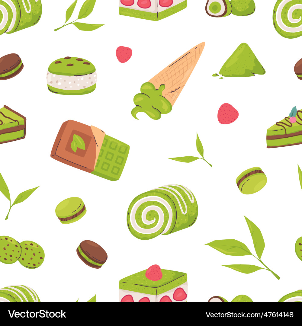 Grüne Matcha und Schokolade süße Desserts Kuchen Grüne Matcha und Schokolade süße Desserts Kuchen vektorbild