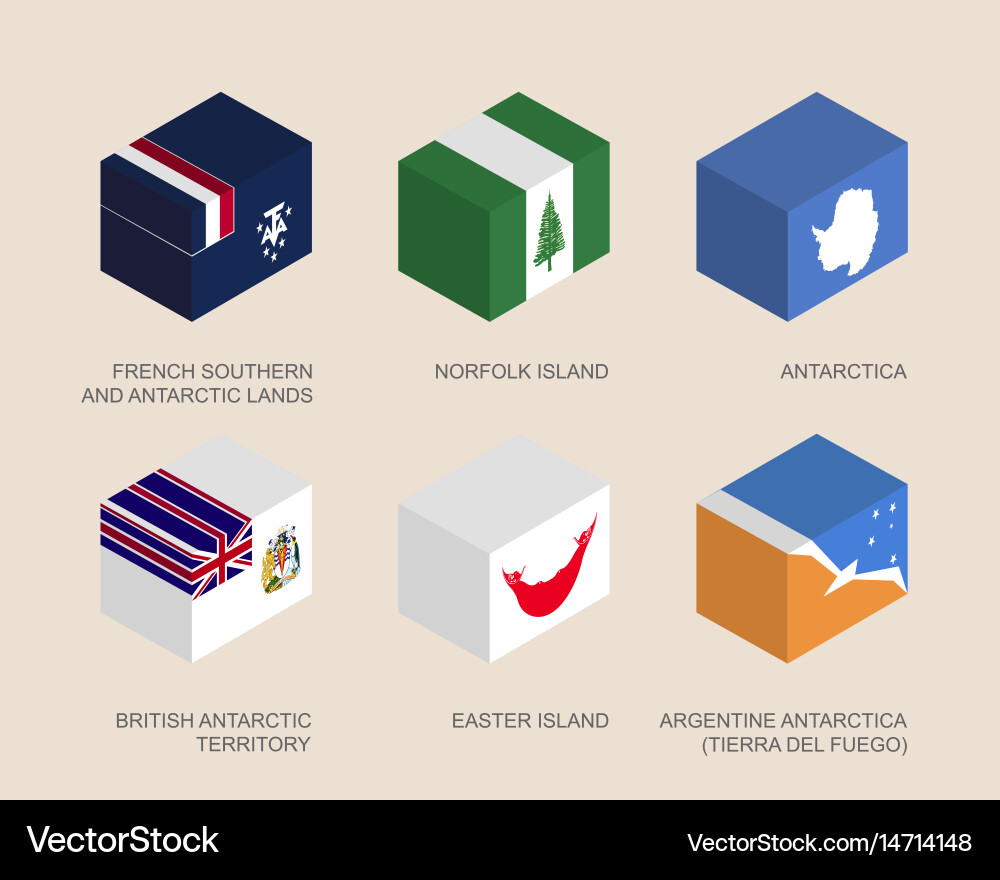 Isometric 3d boxes with flags Vector Image