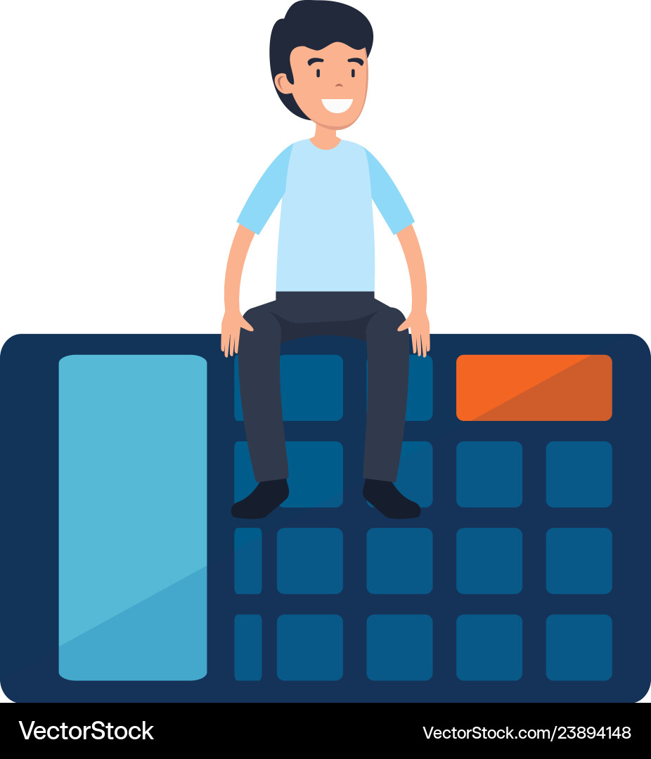 Man with calculator math Vector Image