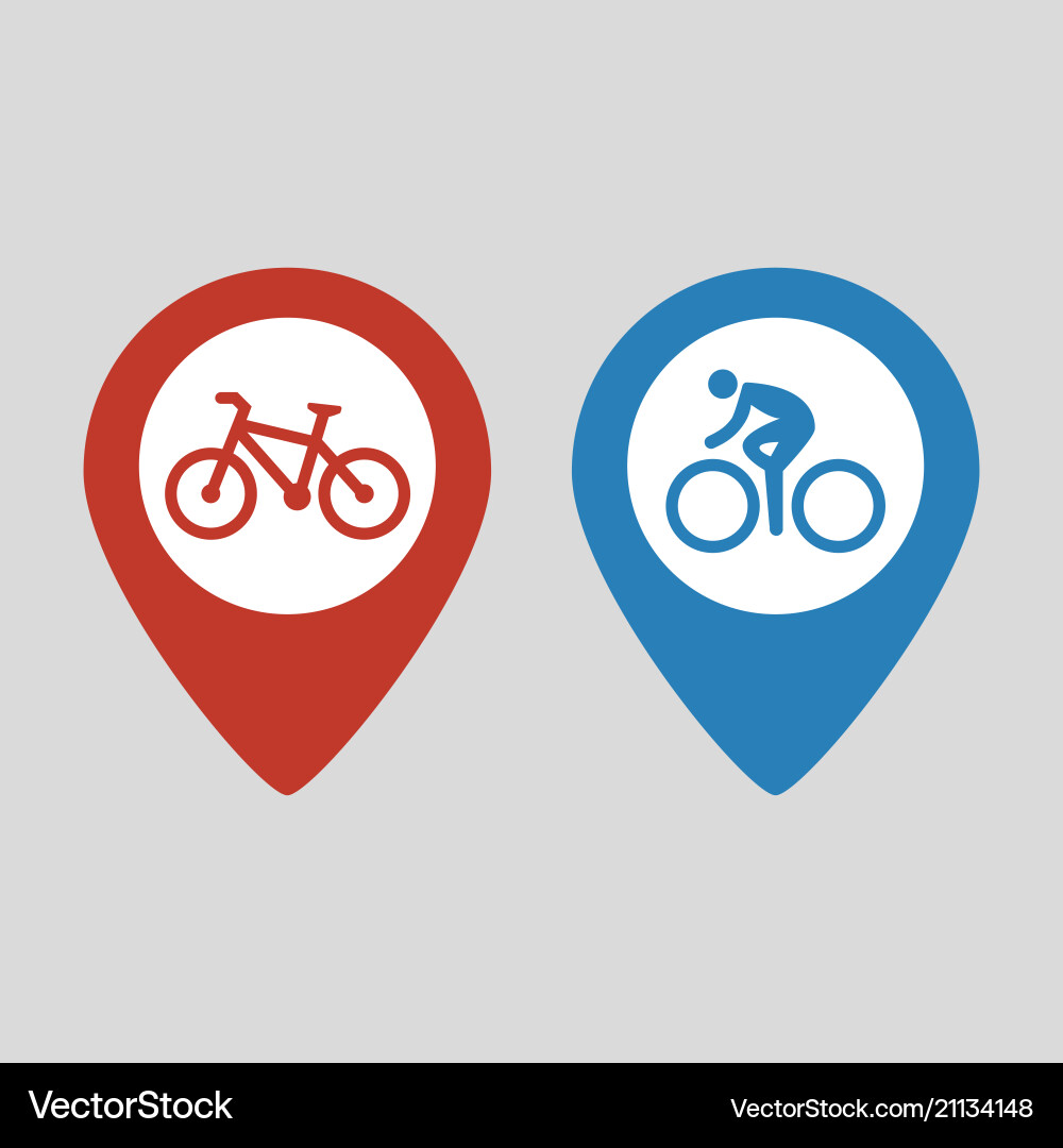 Map pointer with bicycle icon Map pointer with bicycle icon vector image
