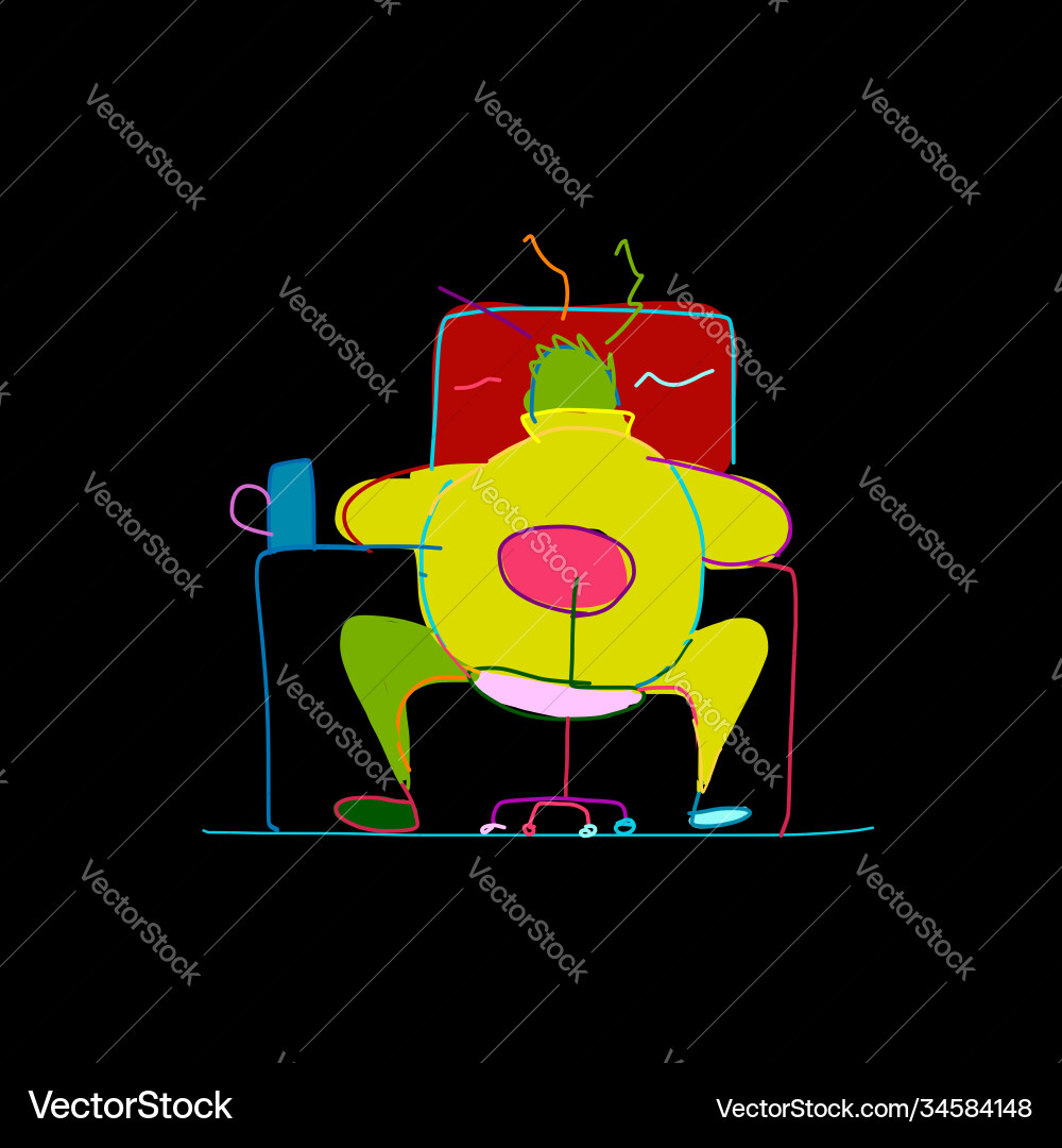 Programmer at work sketch for your design Programmer at work sketch for your design vector image