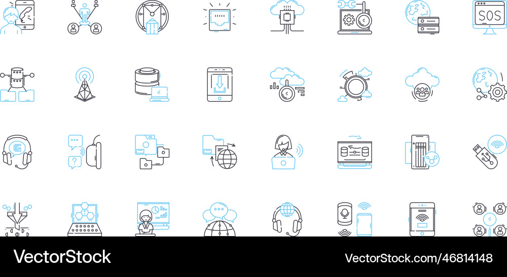 Project coordination linear icons set planning Project coordination linear icons set planning vector image