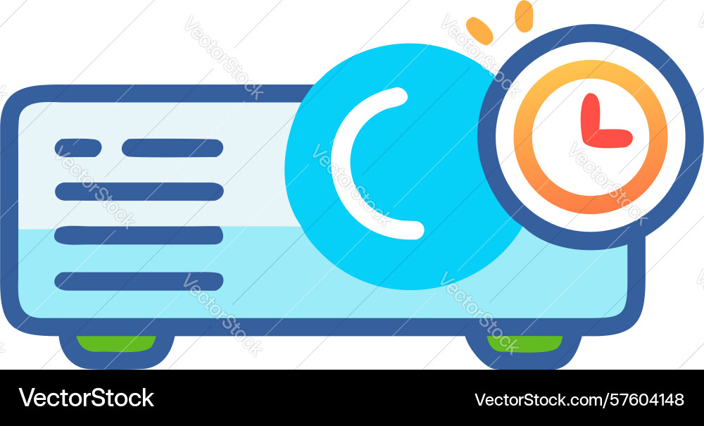Projector with loading icon - presentation status vector image
