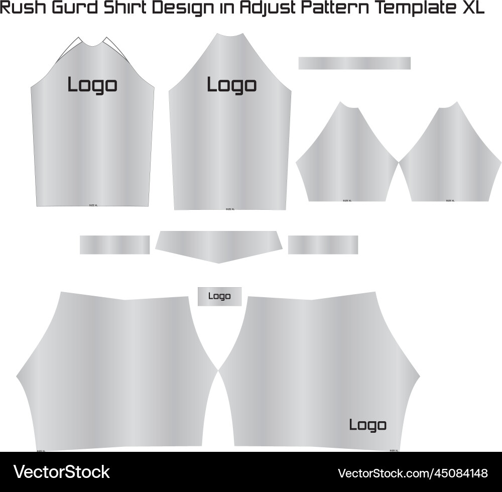Rash guard shirt design in adjust pattern template