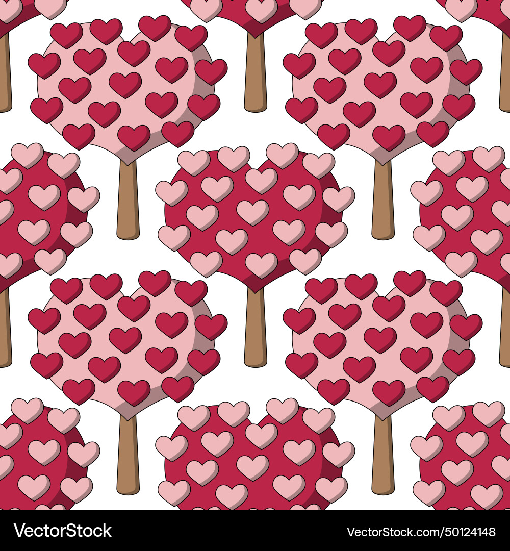 Seamless pattern with tree heart shaped Seamless pattern with tree heart shaped vector image
