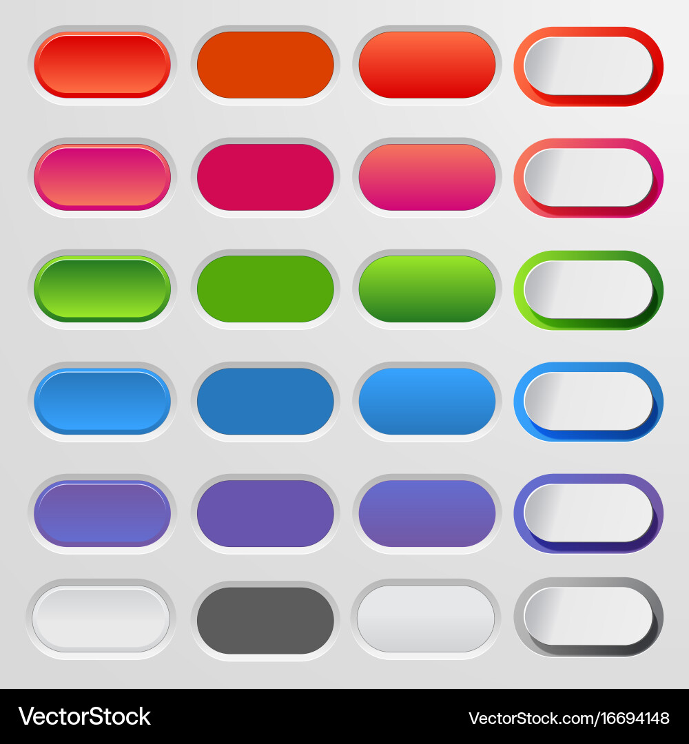 Set of colored web buttons colorful collection vector image