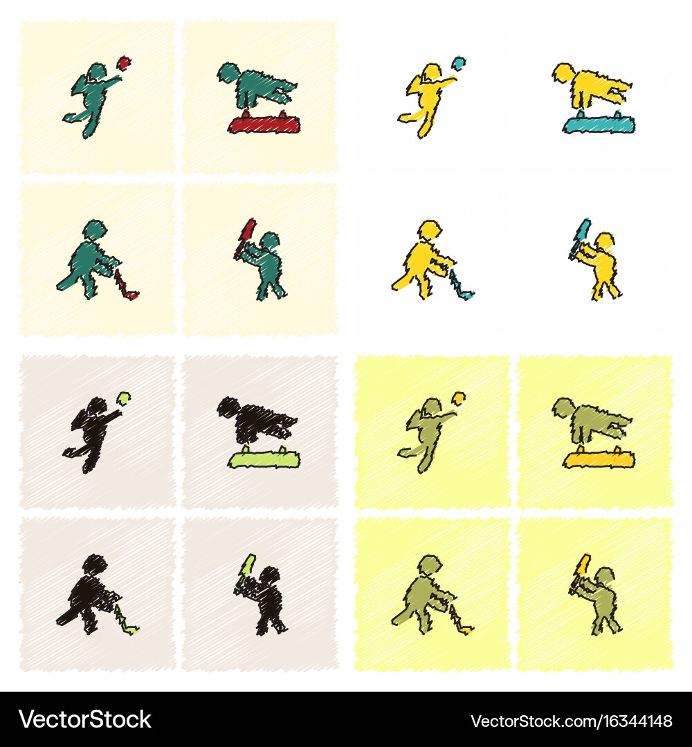 Set of olympic game design in hatching style Vector Image