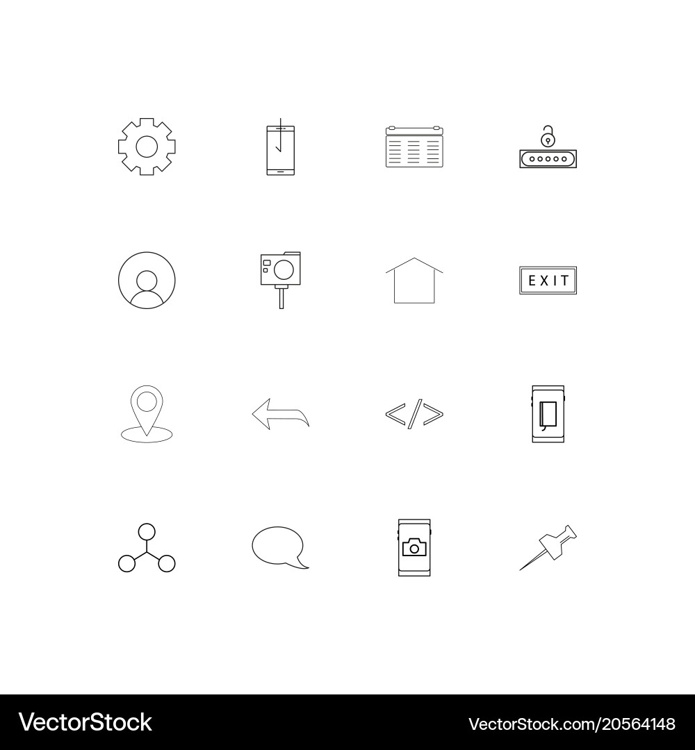 Signs and symbols simple linear icons set Vector Image