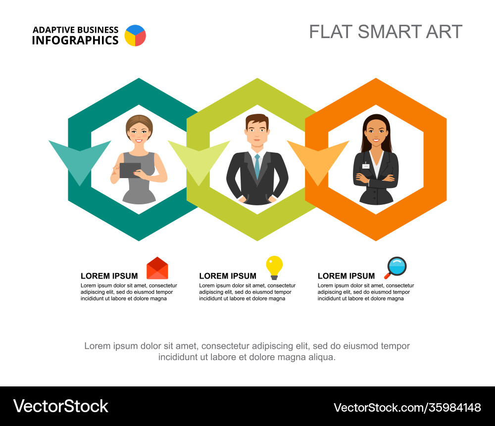 Three points project process chart template vector image
