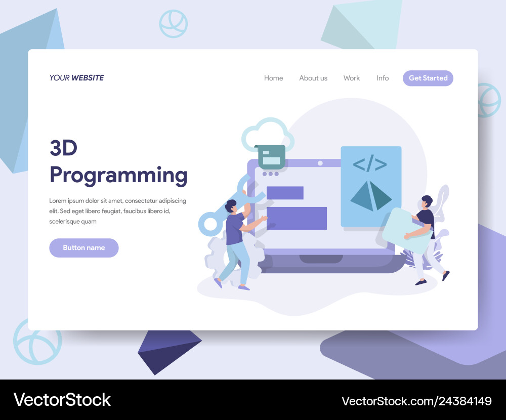 3D Programming Web Page Template vector image
