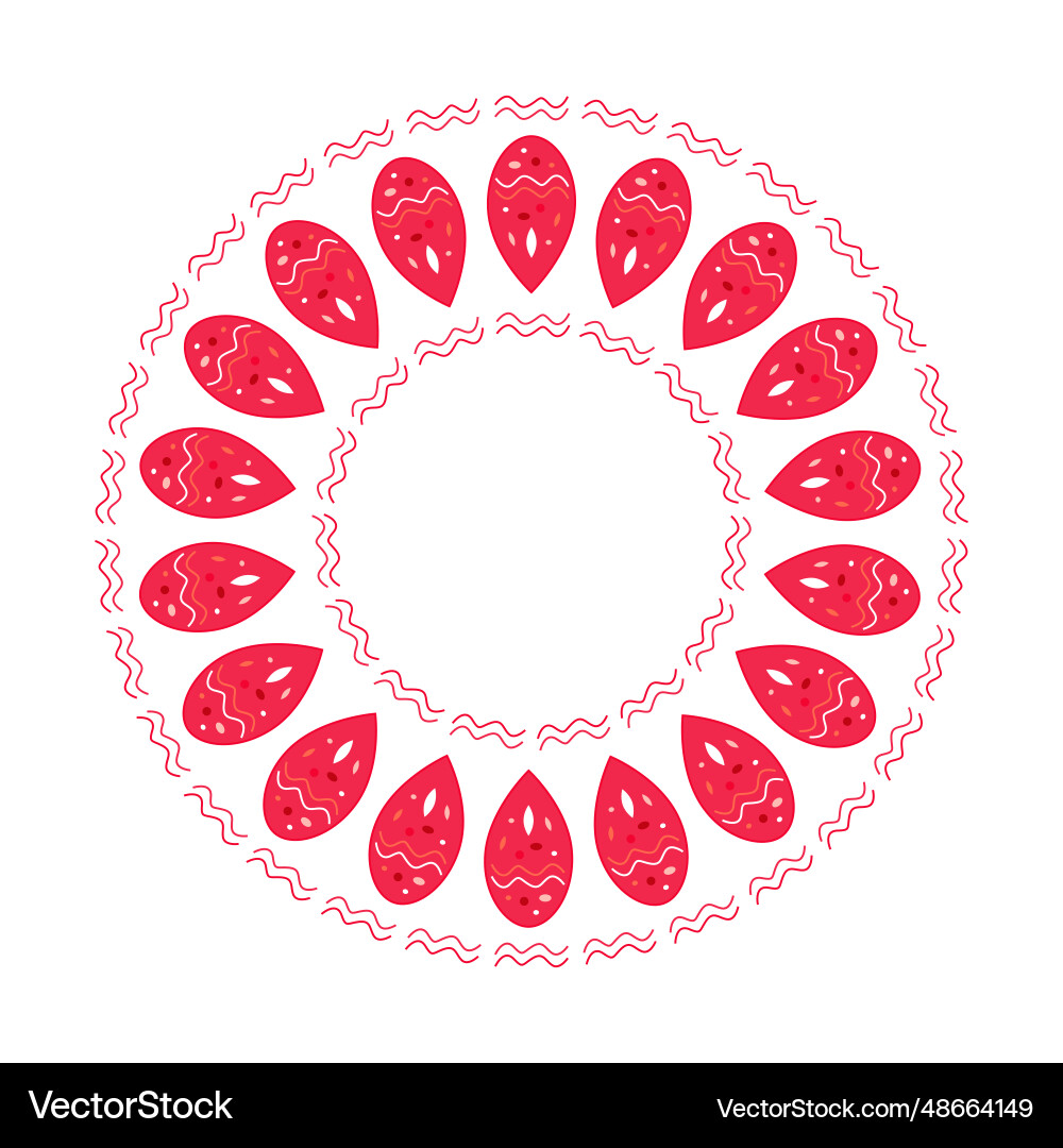 Abstract circle frame pattern red and pink drops vector image