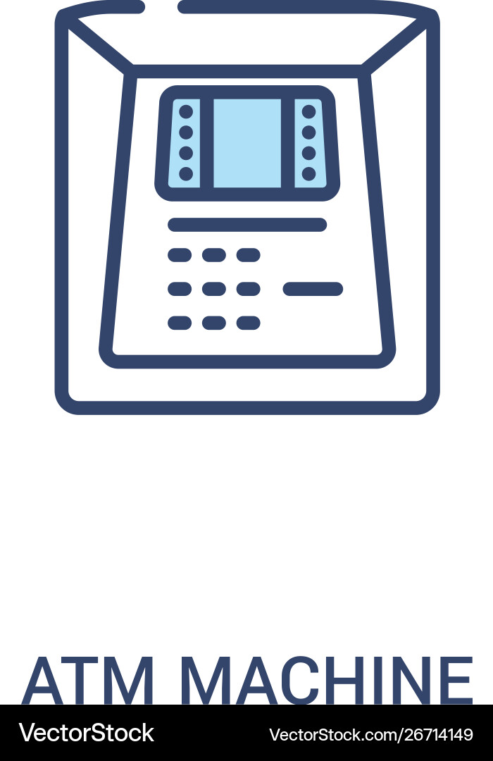Atm machine concept 2 colored icon simple line Atm machine concept 2 colored icon simple line vector image