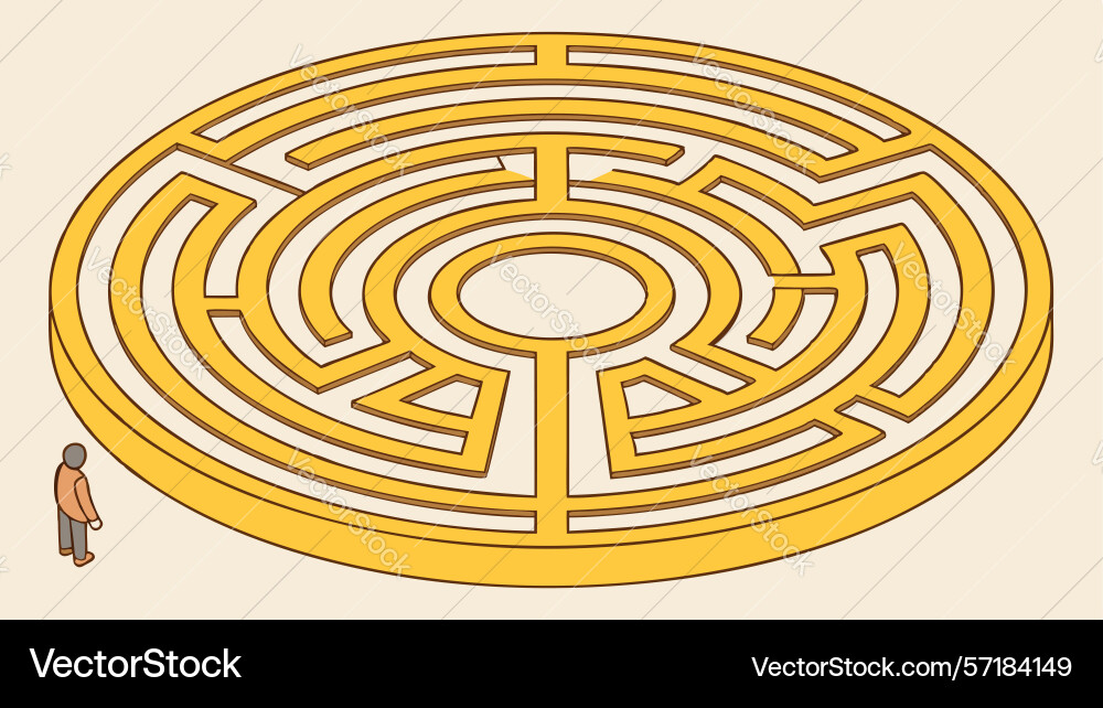 Circular labyrinth maze abstract design Vector Image