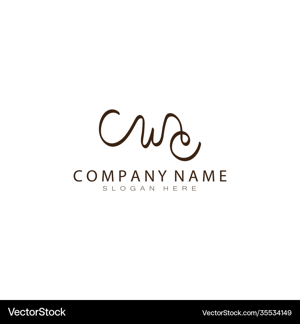 Cw initials handwritten design template Vector Image