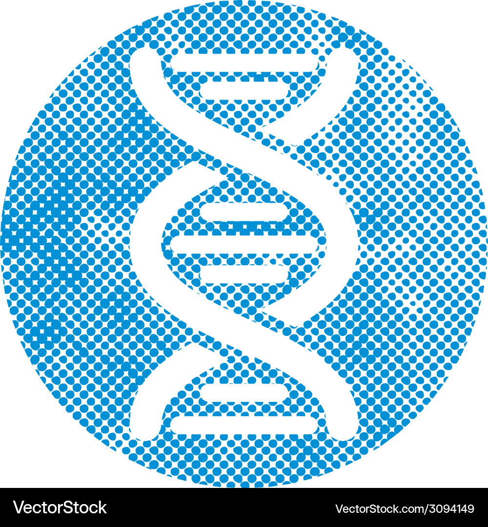 Dna icon with pixel print halftone dots texture Vector Image