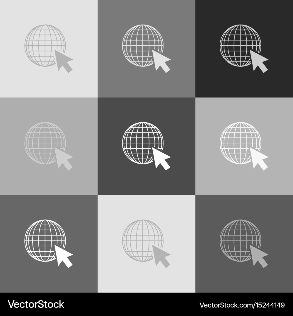 Earth globe with cursor grayscale version vector image