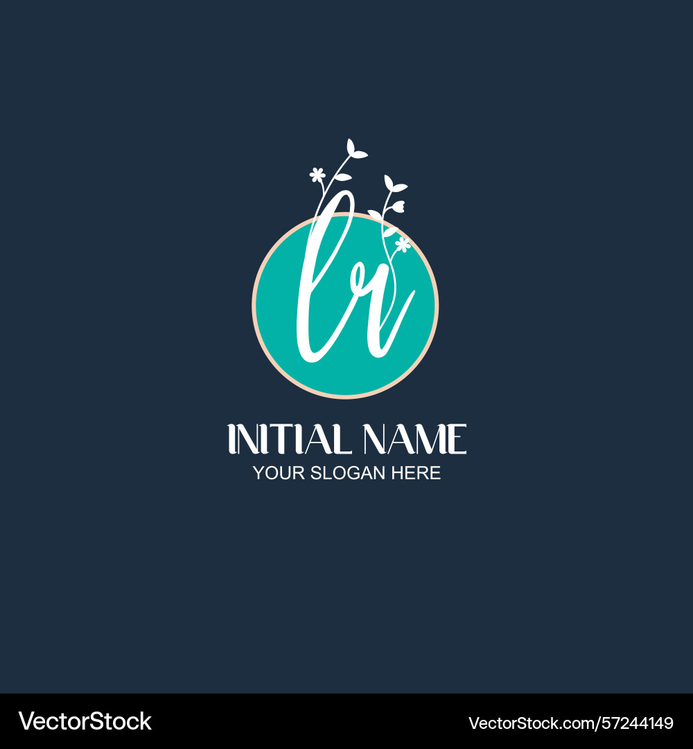 Elegant lr initial logo design with botanical Vector Image