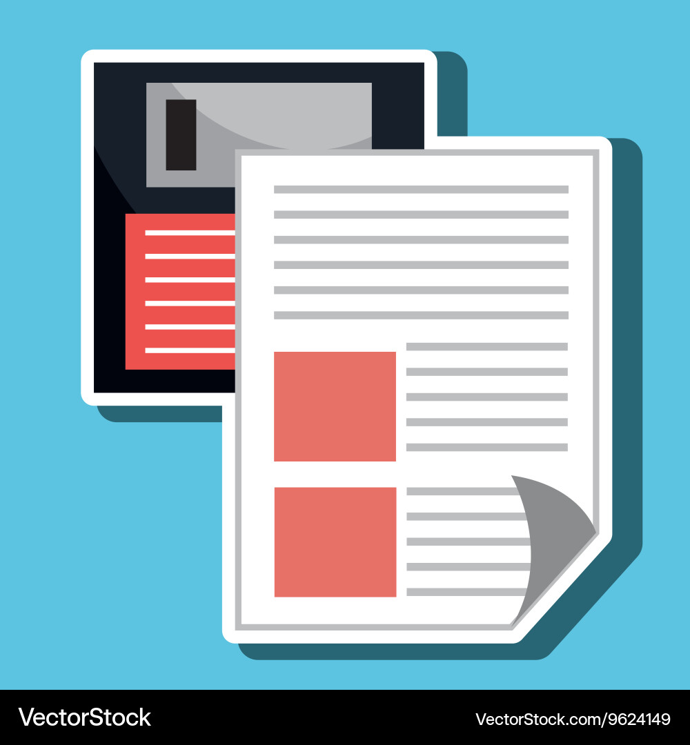 Floppy disk with document isolated icon design vector image