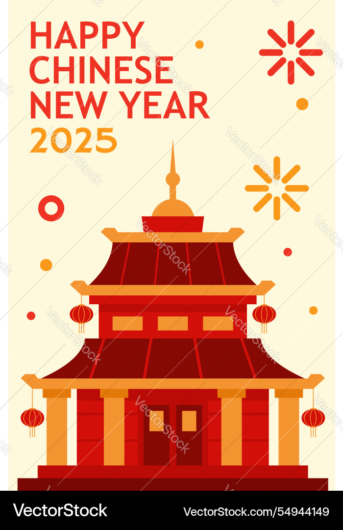 Happy chinese new year poster with traditional Happy chinese new year poster with traditional vector image